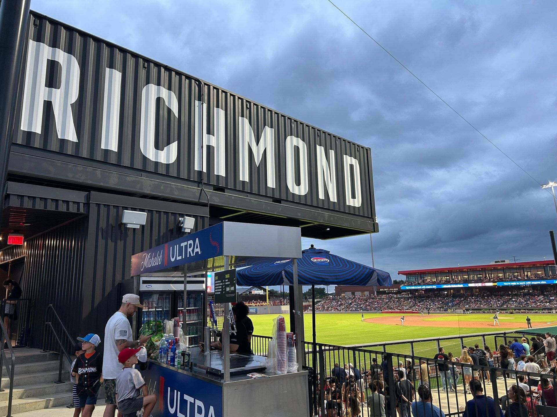 Richmond sign over CarMax Park's outfield patio Richmond sign over CarMax Park's outfield patio